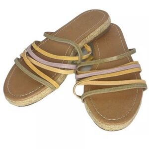 New Women’s Madewell Kathryn Espadrille Slide Sandal Snake Embossed Leather Sz 7